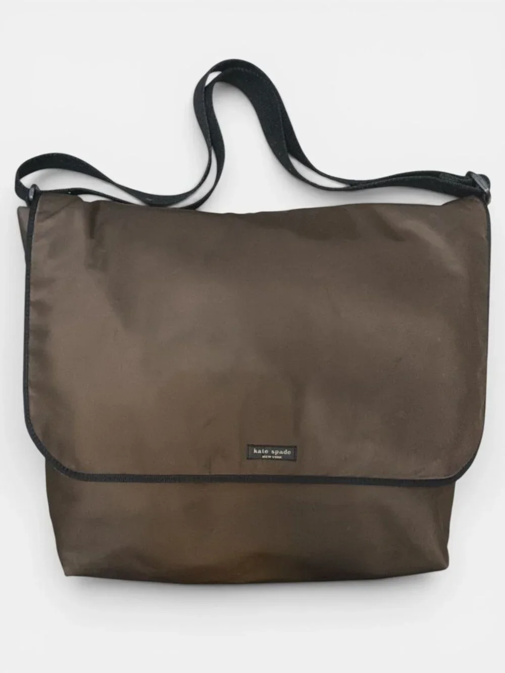 VTG Kate Spade New York Messenger Bag Brown Nylon Crossbody Laptop School Tote